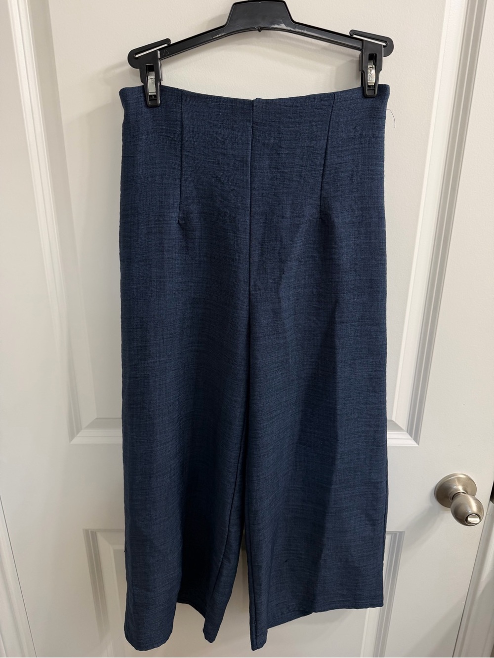 High-Waist Navy Wide-Leg Womens Pants
